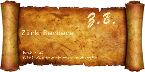 Zirk Barbara névjegykártya